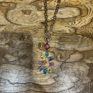 New Pink Panache gold necklace multi colored swavorskis